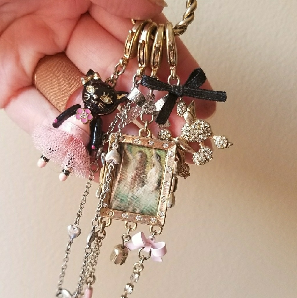 Betsy Johnson Cat / Poodle / Degas Charm Necklace